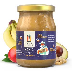 YIMUKA Premium Honig aus Uganda - Natur Honig ohne Zucker - Nachhaltiger Imker Honig - Waldhonig aus tropischen Blüten - Cremiger Blütenhonig und Rohhonig