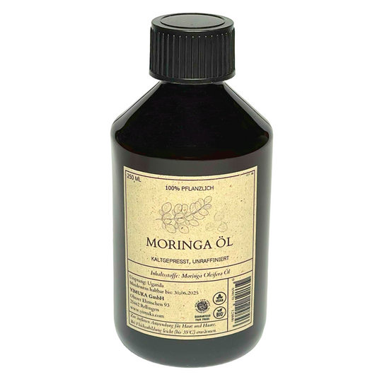 250ml YIMUKA 100% Reines Moringa Öl - Veganes Hautpflegeöl - Unraffiniert & Nachhaltig - Perfekte Feuchtigkeitspflege - Bio, Fair & sozial